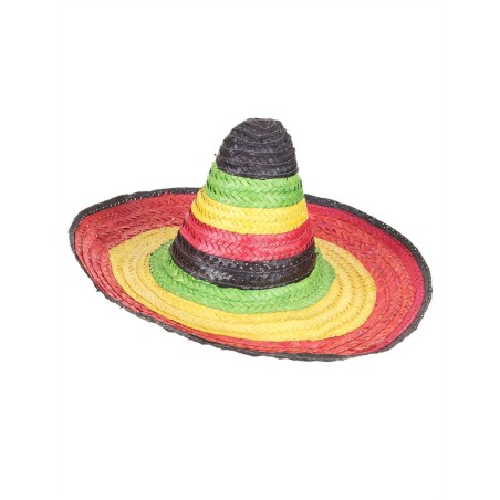 SOMBRERO MEXICAIN MULTICOLORE BORDURE ET POINTE NOIRE ADULTE