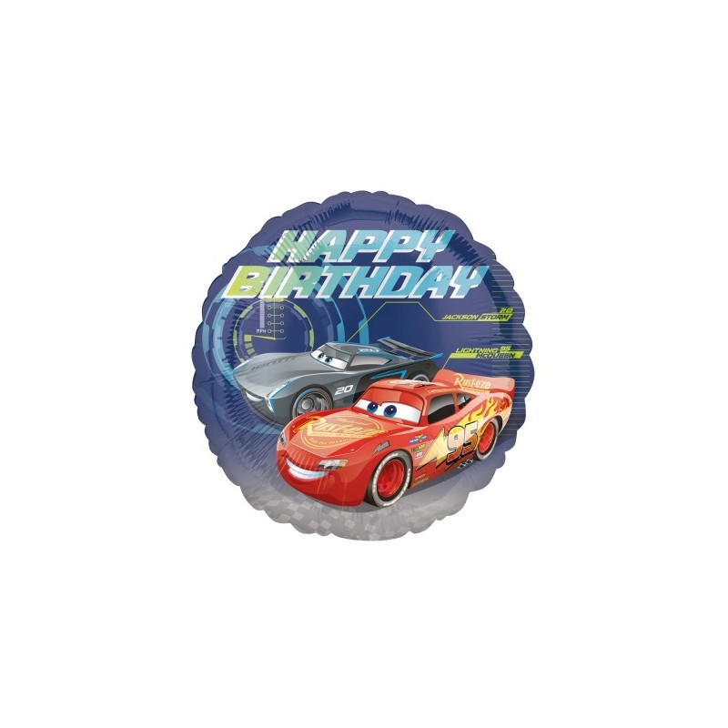 BALLON METALLIQUE ROND DISNEY CARS 3 HAPPY BIRTHDAY 43 CM