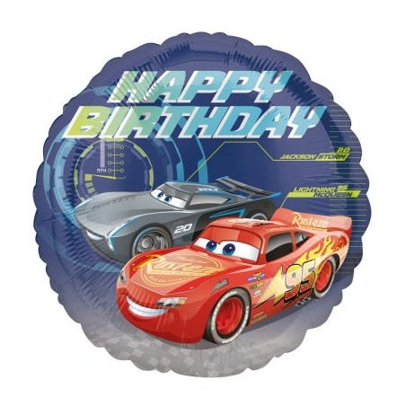 BALLON METALLIQUE ROND DISNEY CARS 3 HAPPY BIRTHDAY 43 CM