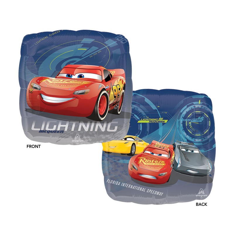 BALLON METALLIQUE CARRE DISNEY CARS 3 LIGHTNING MCQUEEN 43 CM  