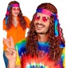 PERRUQUE HIPPIE MARRON AVEC BANDEAU TIE DYE PERRUQUE HIPPIE MARRON AVEC BANDEAU TIE DYE