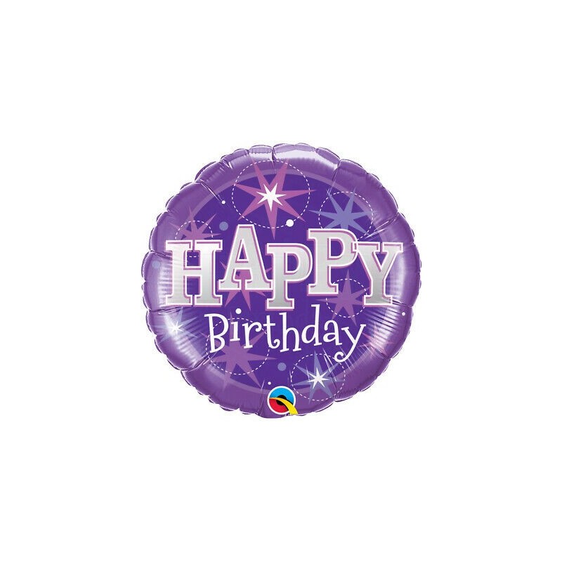 BALLON METALLIQUE ROND HAPPY BIRTHDAY VIOLET  46 CM BALLON METALLIQUE ROND HAPPY BIRTHDAY VIOLET  46 CM