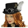 HAUT DE FORME NOIR AVEC LUNETTES STEAMPUNK HAUT DE FORME NOIR AVEC LUNETTES STEAMPUNK
