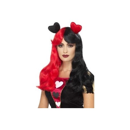 PERRUQUE ROUGE ET NOIR COEUR COSPLAY