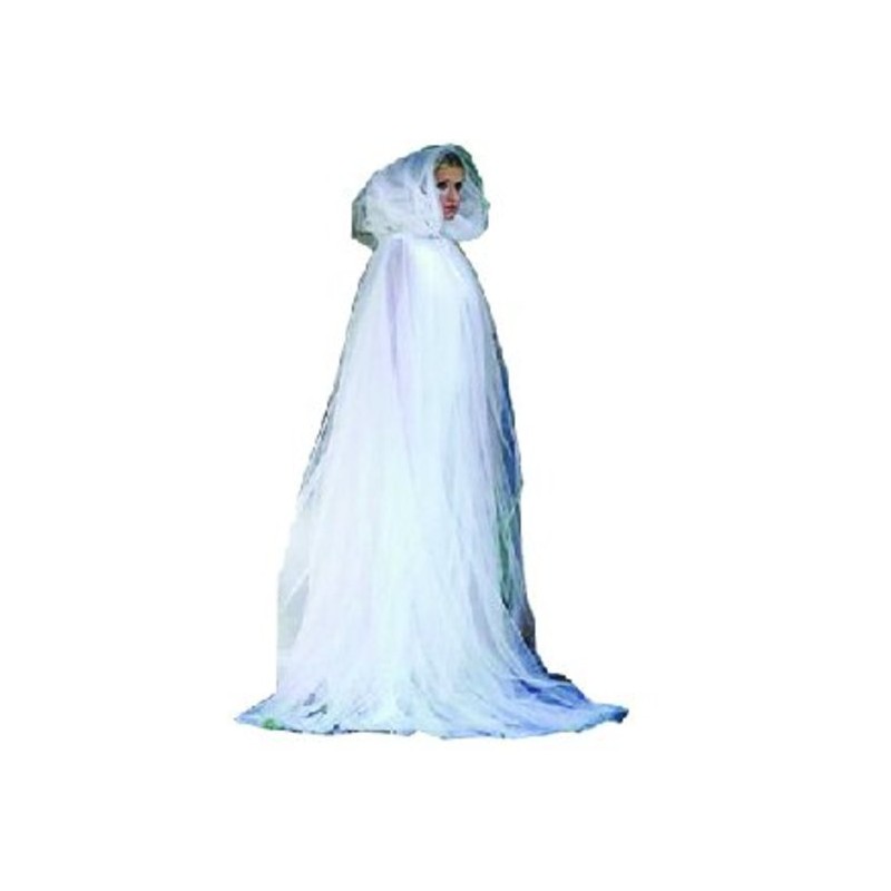 CAPE A CAPUCHE EFFET VOILAGE BLANC TAILLE UNIQUE