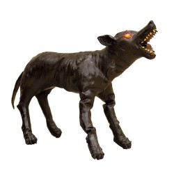 DECORATION HALLOWEEN CHIEN MECHANT AVEC YEUX LUMINEUX