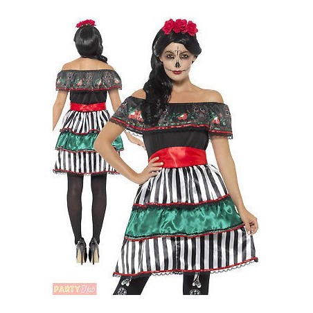 DEGUISEMENT DAY OF THE DEAD SENORITA DOLL ROBE MEXICAINE TAILLE L