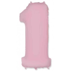 BALLON METALLIQUE CHIFFRE 1 ROSE CLAIR 100 CM