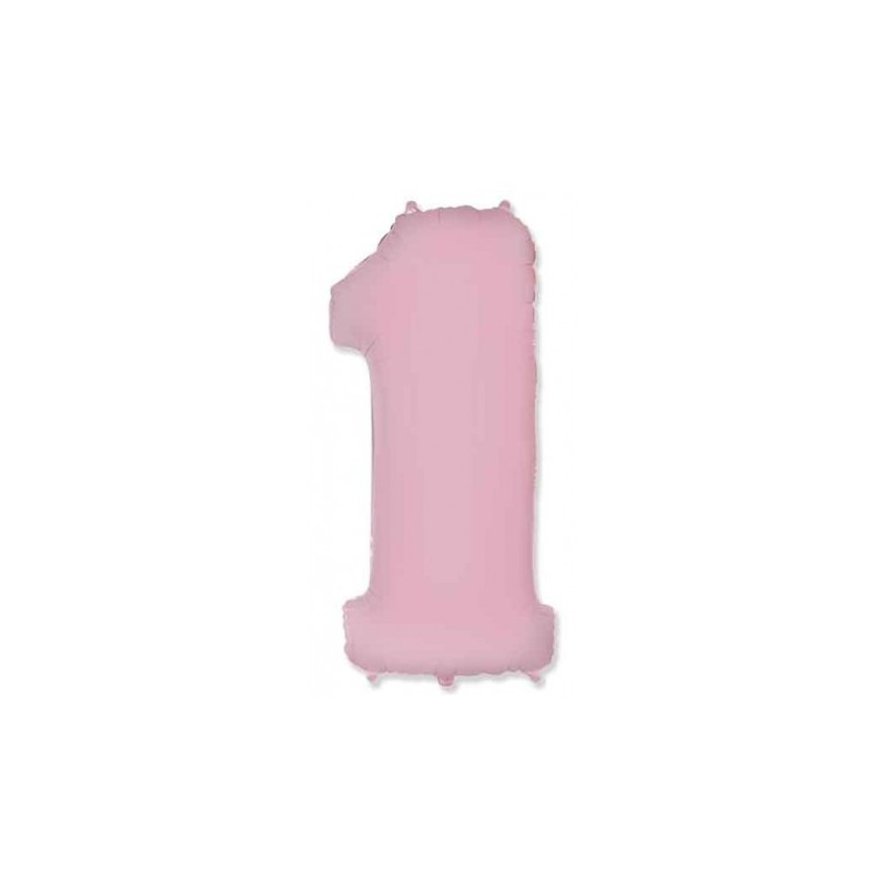 BALLON METALLIQUE CHIFFRE 1 ROSE CLAIR 100 CM