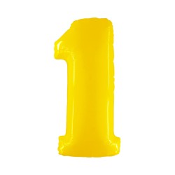 BALLON METALLIQUE CHIFFRE 1 100 CM JAUNE