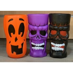 GOBELETS PERSONNAGES HALLOWEEN 8 X 15,5 CM 3 COULEURS ASSORTIES VIOLET ORANGE NO