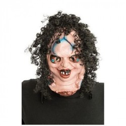 MASQUE LATEX  DE FOU AVEC CHEVEUX 