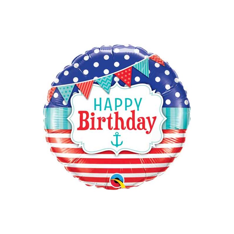 BALLON METALLIQUE HAPPY BIRTHDAY THEME NAUTIQUE 46 CM