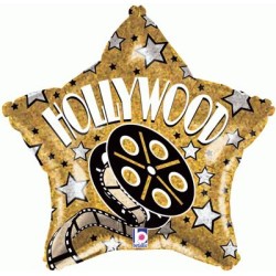 BALLON METALLIQUE ETOILE DOREE HOLLYWOOD 48 CM HOLOGRAPHIC