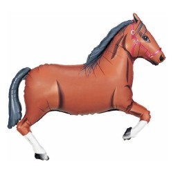 BALLON METALLIQUE  CHEVAL MARRON 90 CM