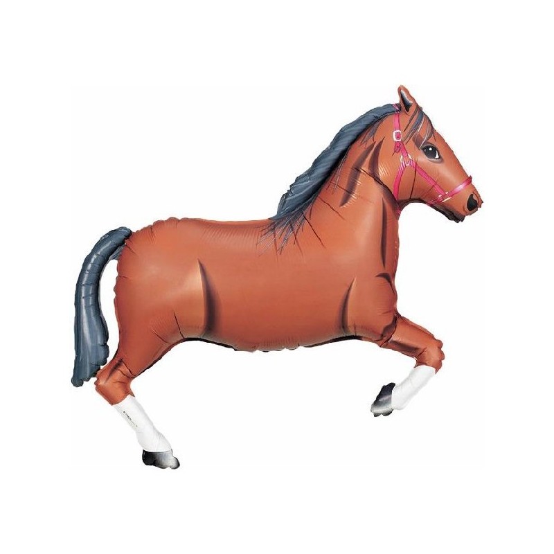 BALLON METALLIQUE  CHEVAL MARRON 90 CM