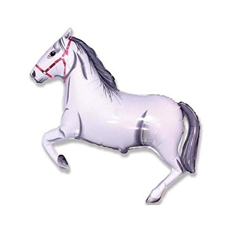 BALLON METALLIQUE CHEVAL BLANC 90 CM 