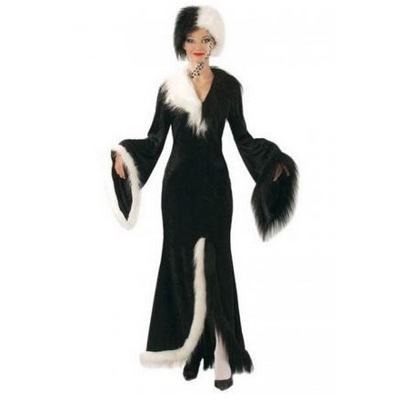 DEGUISEMENT CRUELLA ROBE VELOUR NOIRE TAILLE 38/40