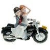 FIGURINE COUPLE DE MARIES RESINE SUR MOTO NOIRE