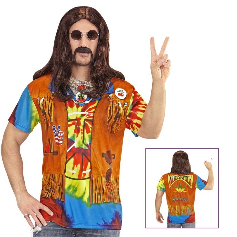 DEGUISEMENT T-SHIRT PEACE AND LOVE HOMME TAILLE M-L DEGUISEMENT T-SHIRT PEACE AND LOVE HOMME TAILLE M-L