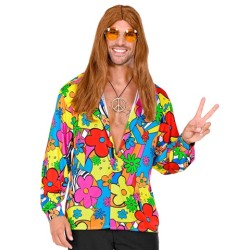 DEGUISEMENT HOMME CHEMISE A FLEURS HAWAI OU FLOWER POWER TAILLE S