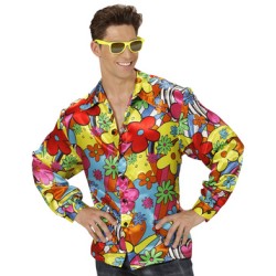 DEGUISEMENT HOMME CHEMISE A FLEURS HAWAI OU FLOWER POWER TAILLE L