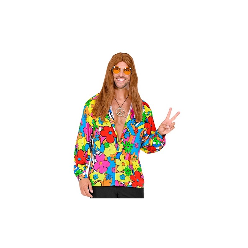 DEGUISEMENT HOMME CHEMISE A FLEURS HAWAI OU FLOWER POWER TAILLE XL