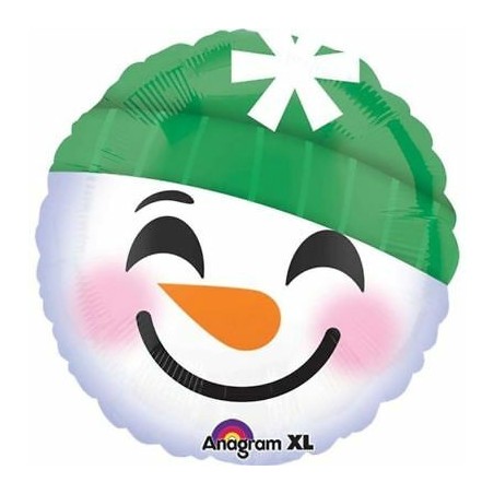 BALLON METALLIQUE ROND TETE DE BONHOMME DE NEIGE 43 CM