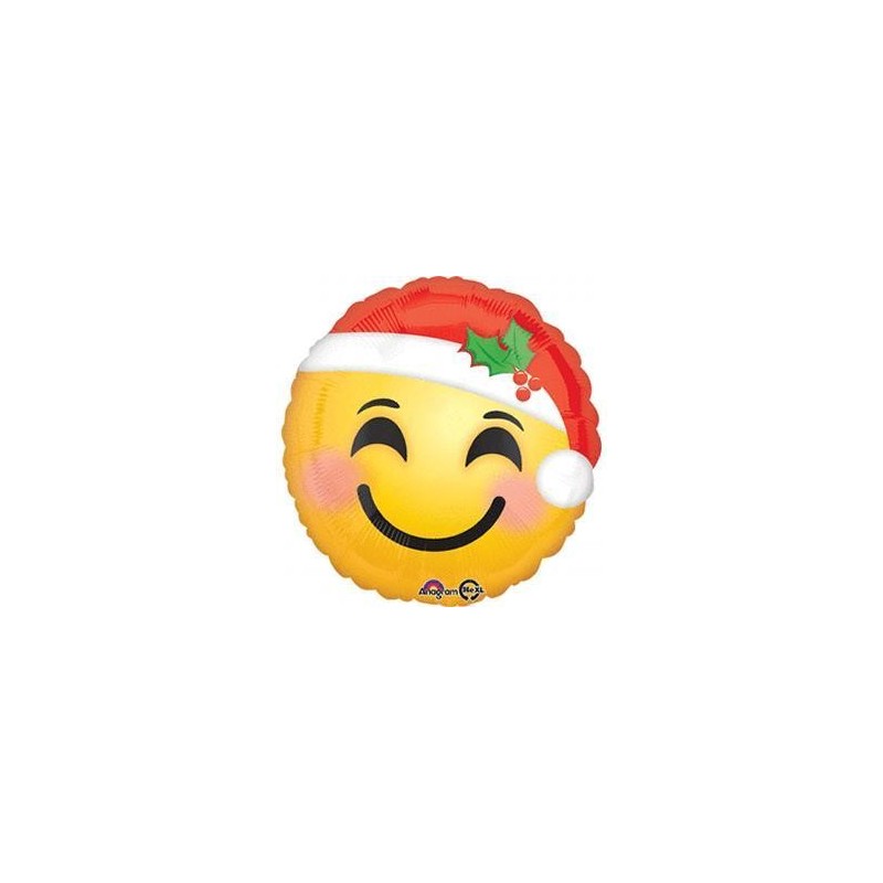BALLON METALLIQUE ROND SMILEY CHAPEAU PERE NOEL 43 CM BALLON METALLIQUE ROND SMILEY CHAPEAU PERE NOEL 43 CM