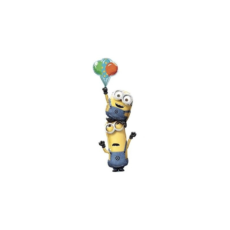 BALLON GEANT METALLIQUE 2 PERSONNAGES MINIONS AVEC BALLONS