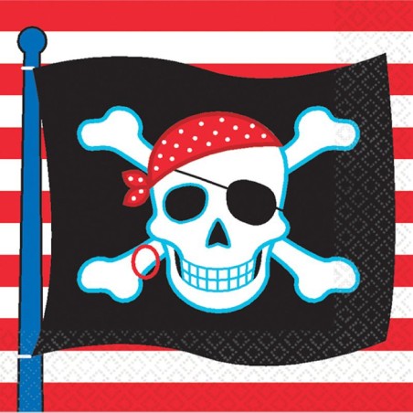 16 SERVIETTES PIRATE PARTY 33 X 33 CM