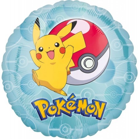 BALLON METALLIQUE ROND PIKACHU POKEMON 43 CM