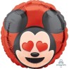 BALLON METALLIQUE ROND TETE DE MICKEY EMOTICON YEUX EN COEUR 43 CM