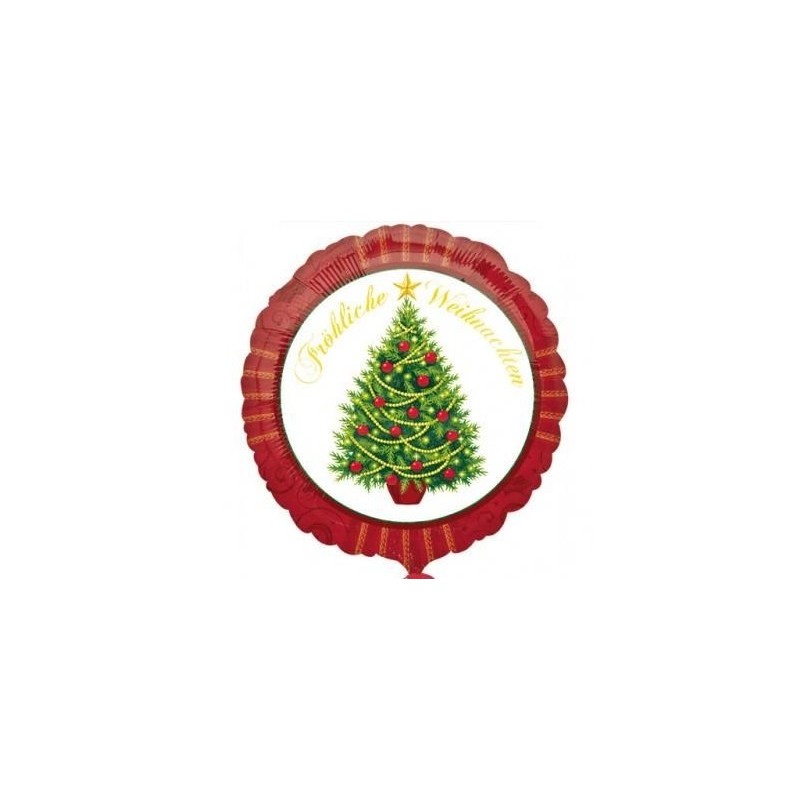 BALLON METALLIQUE ROND SAPIN DE NOEL FROHLICHE WEIHNACHTEN 43 CM