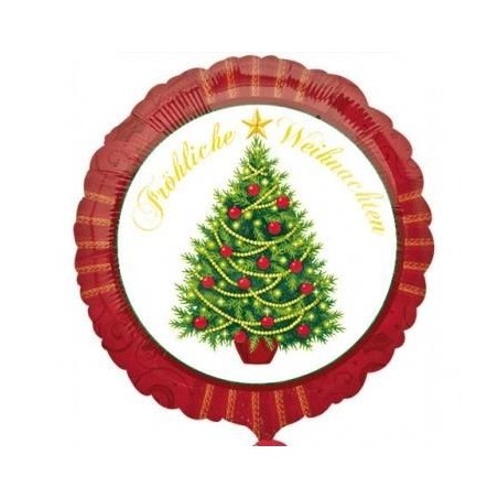 BALLON METALLIQUE ROND SAPIN DE NOEL FROHLICHE WEIHNACHTEN 43 CM