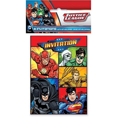 8 CARTE  D'INVITATIONS JUSTICE LEAGUE