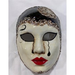 MASQUE  VENITIEN PIERROT ARGENT OU OR
