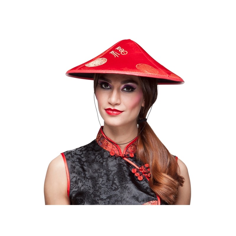 CHAPEAU CHINOIS SATIN ROUGE