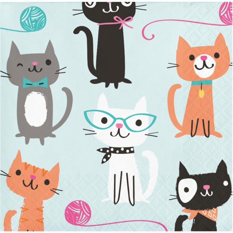 16 SERVIETTES PETITS CHAT 24 X 24 CM