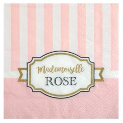 20 PETITES SERVIETTES BABY SHOWER ROSE MADAME ROSE