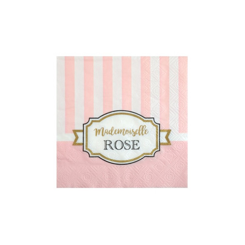 20 PETITES SERVIETTES BABY SHOWER ROSE MADAME ROSE