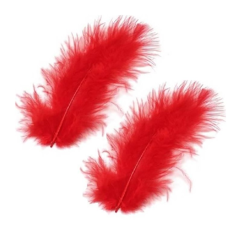 20 PLUMES ROUGE PIED DE POULE 8 CM 