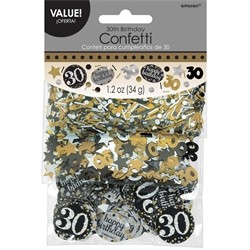 CONFETTIS DE TABLE 30 ANS NOIR ARGENT OR 34G