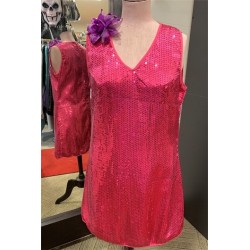 DEGUISEMENT ROBE DISCO SEQUIN OU PAILLLETTE ROSE FUSCHIA TAILLE 44/46