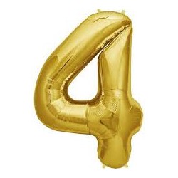 BALLON METALLIQUE CHIFFRE 4 OR 86 CM