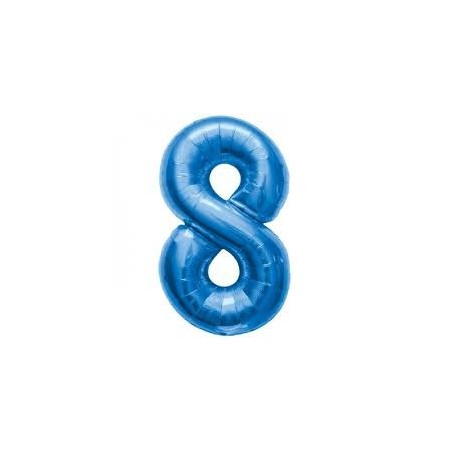 BALLON METALLIQUE CHIFFRE 8 BLEU 86 CM