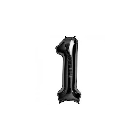 BALLON METALLIQUE CHIFFRE 1 NOIR 83 CM