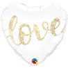 BALLON METALLIQUE COEUR BLANC LOVE EN OR 46 CM