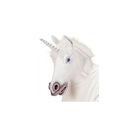 MASQUE LATEX ADULTE LICORNE BLANCHE