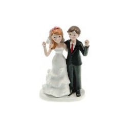 FIGURINE COUPLE DE MARIES RESINE DIAMANT 10,5 X 7 X 17 CM